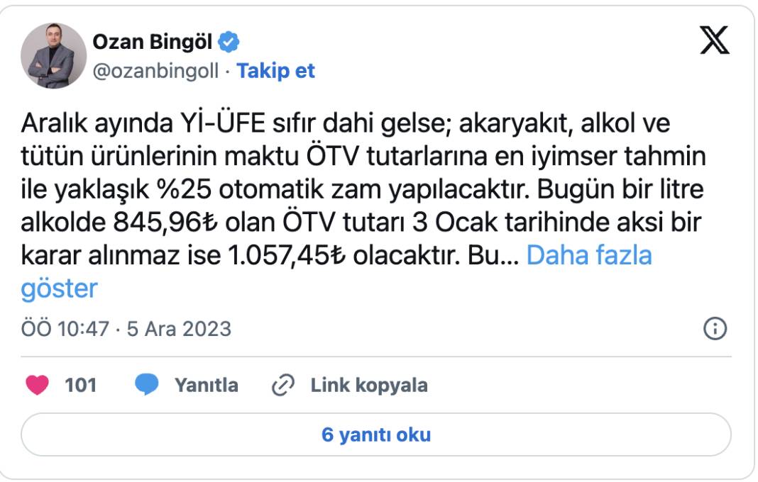 Ünlü Vergi Uzmanı Ozan Bingöl 3 Ocak tarihini işaret etti! En ucuzu bin 57 lira 45 kuruş olacak 5